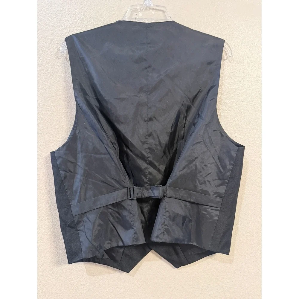 Umo Lorenzo Mens Black Formal Suit Vest Waistcoat Large Adjustable Back Strap